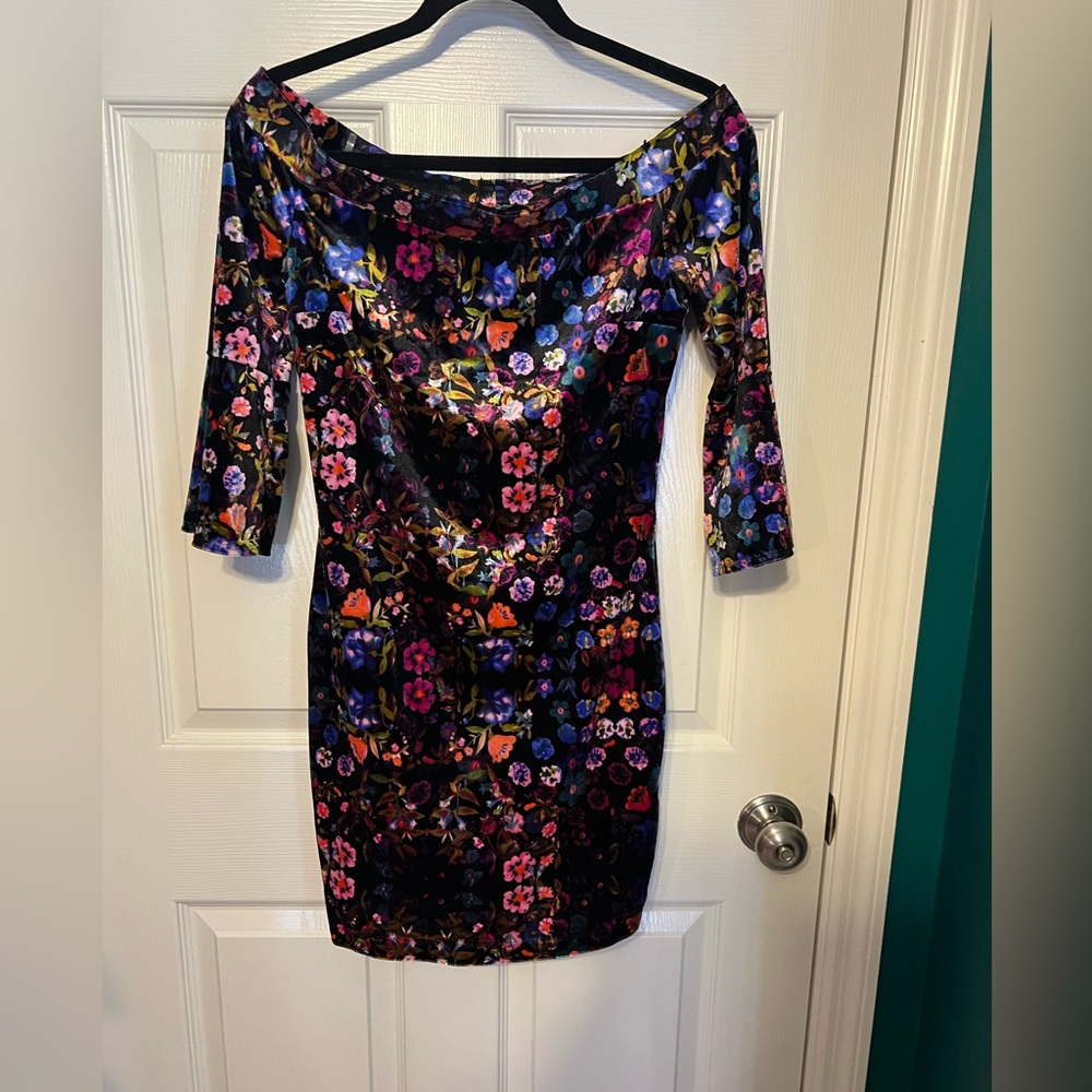 Emerald Sundae floral off shoulder dress